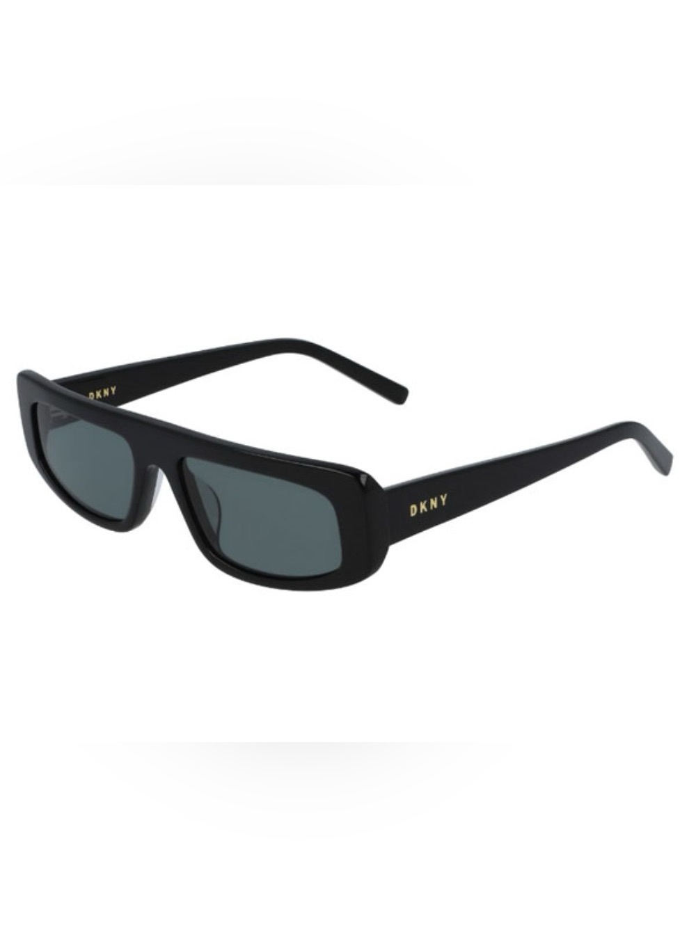 DKNY DK 518 Black Rectangular Sunglasses with Dark Gray Lenses